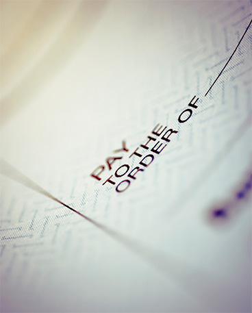 closeup of a check